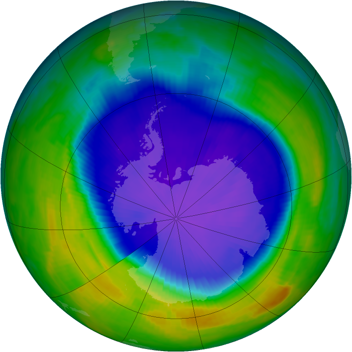 Antarctic ozone map for 04 October 1997
